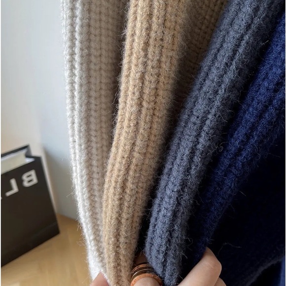 611. 🛑AT COST! Cardigan Duster Brushed Chunky Thick Below Knee Rib Cream - Picture 4 of 4